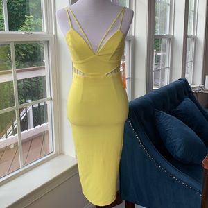 Yellow bodycon cutout dress